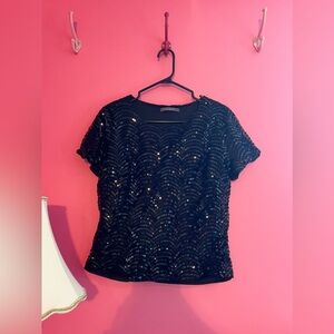 Chic Black Sequin Top